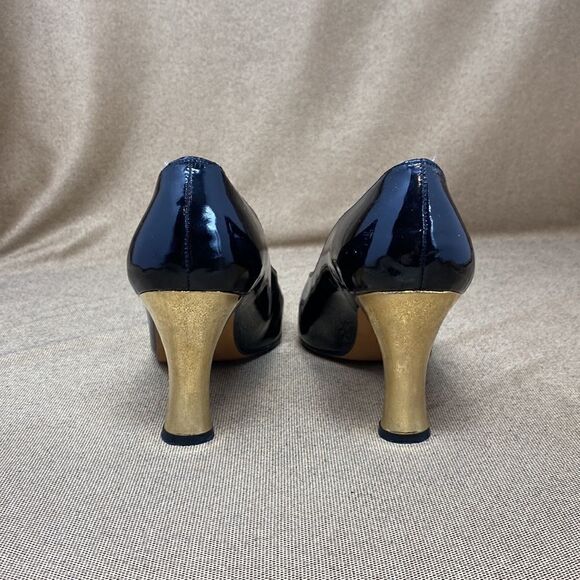 Vintage Timothy Hitsman Patent Leather Gold Heels - Picture 7 of 10